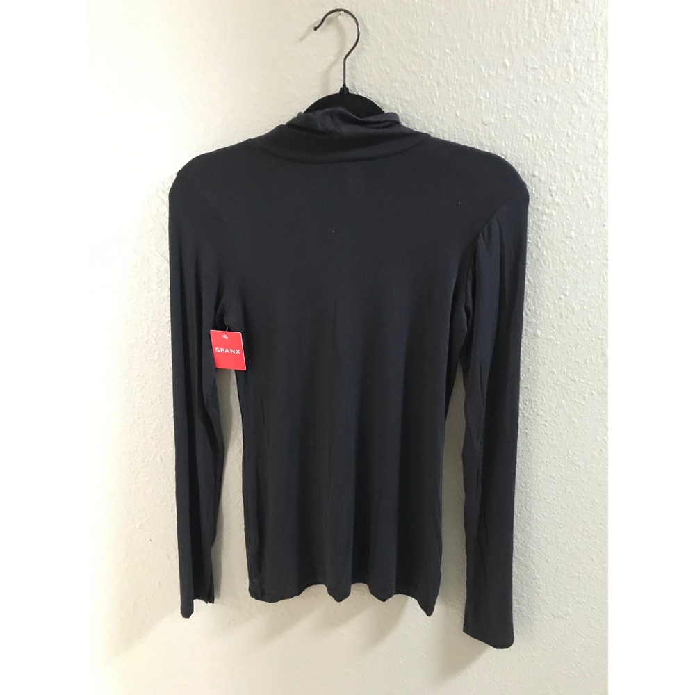 SPANX Black Turtleneck Top L NWT Modal Stretch Quiet Luxury Minimalist